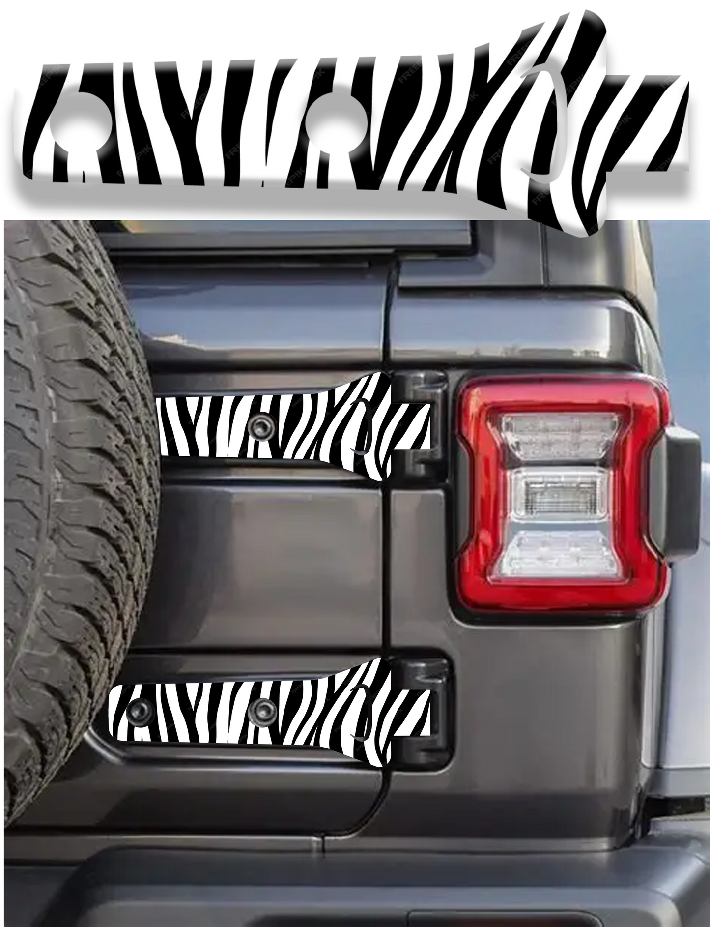 Rear gate hinge decal zebra 46