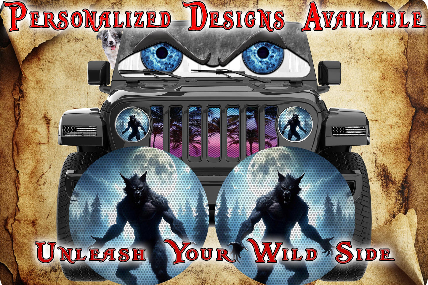 Werewolf eyes headlight decal 46