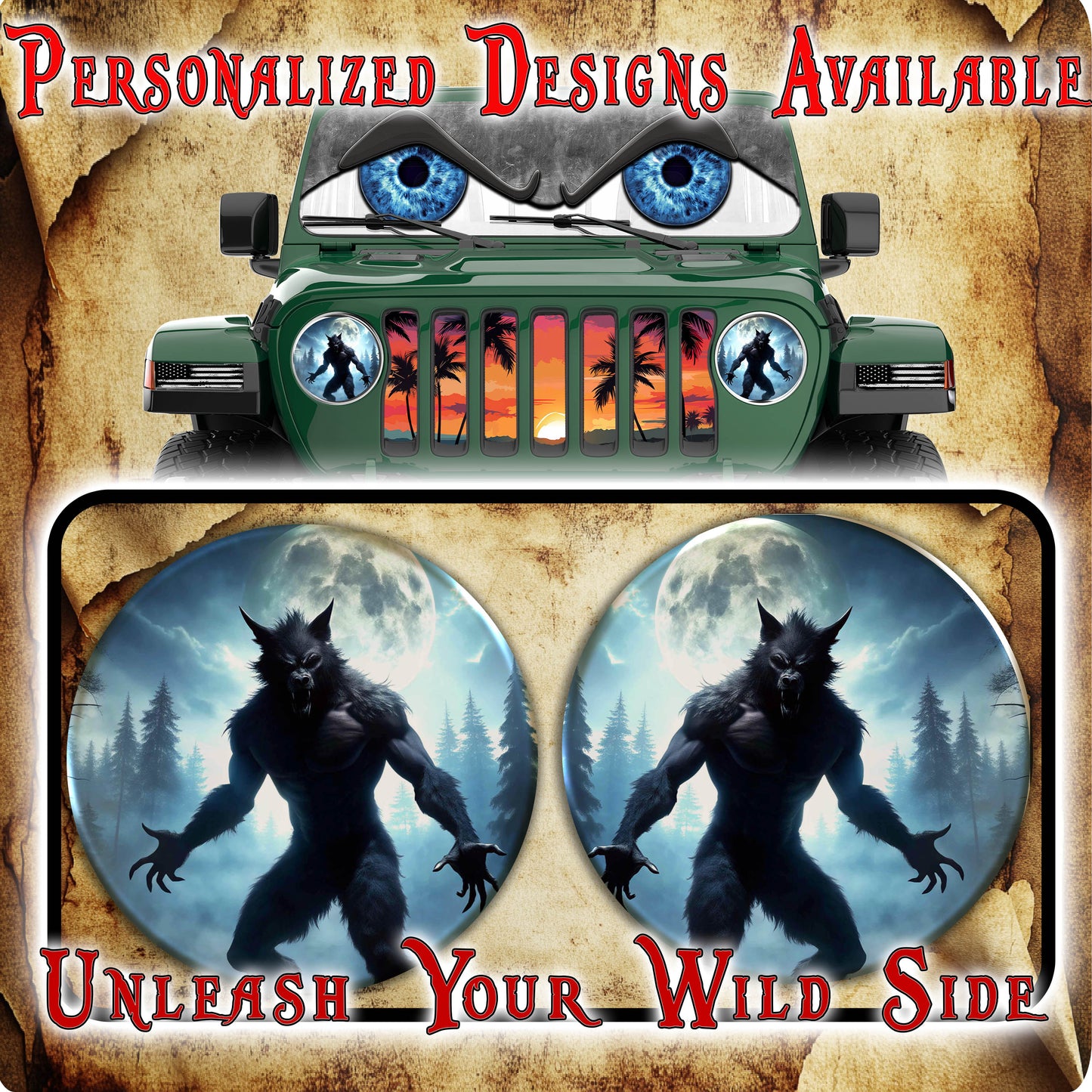 Werewolf eyes headlight decal 46