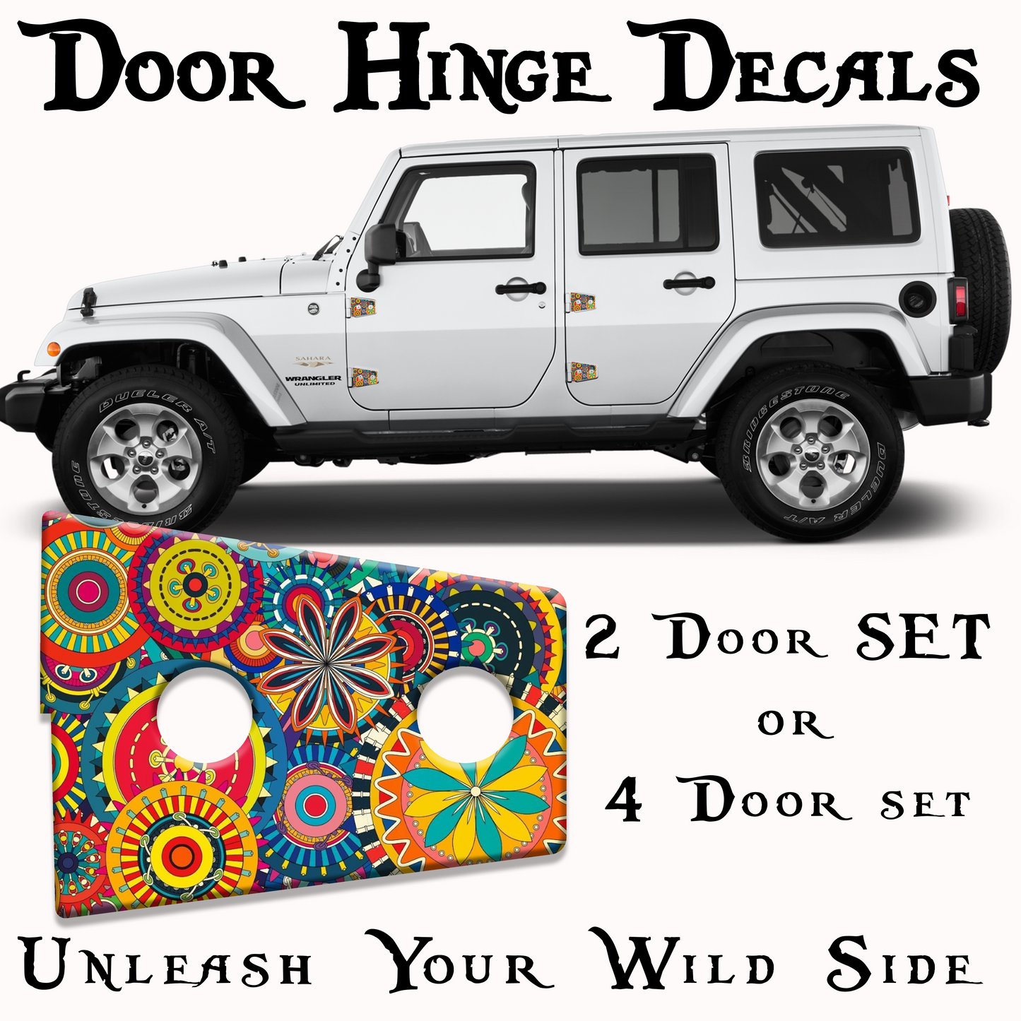 JK HIPPY FLOWER door hinge decal 47