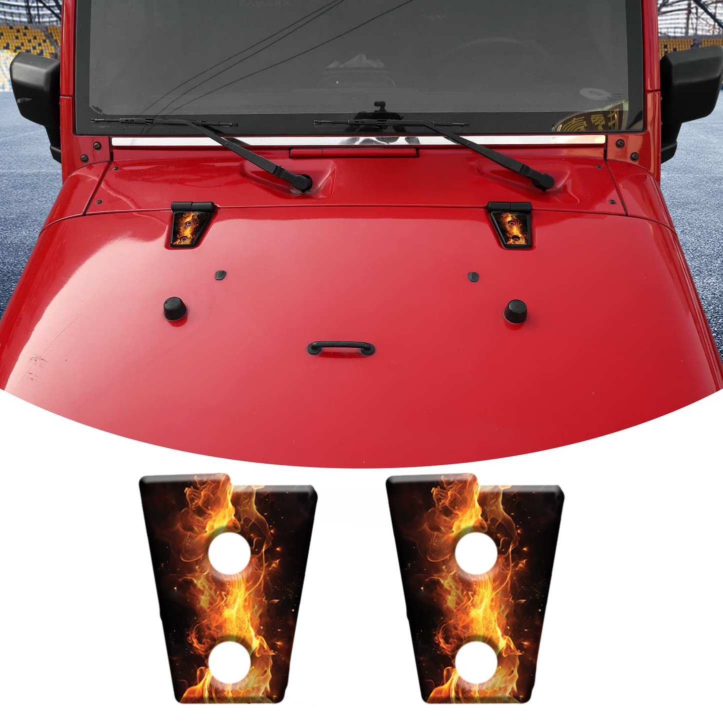 Fire hood hinge overlay decals 48