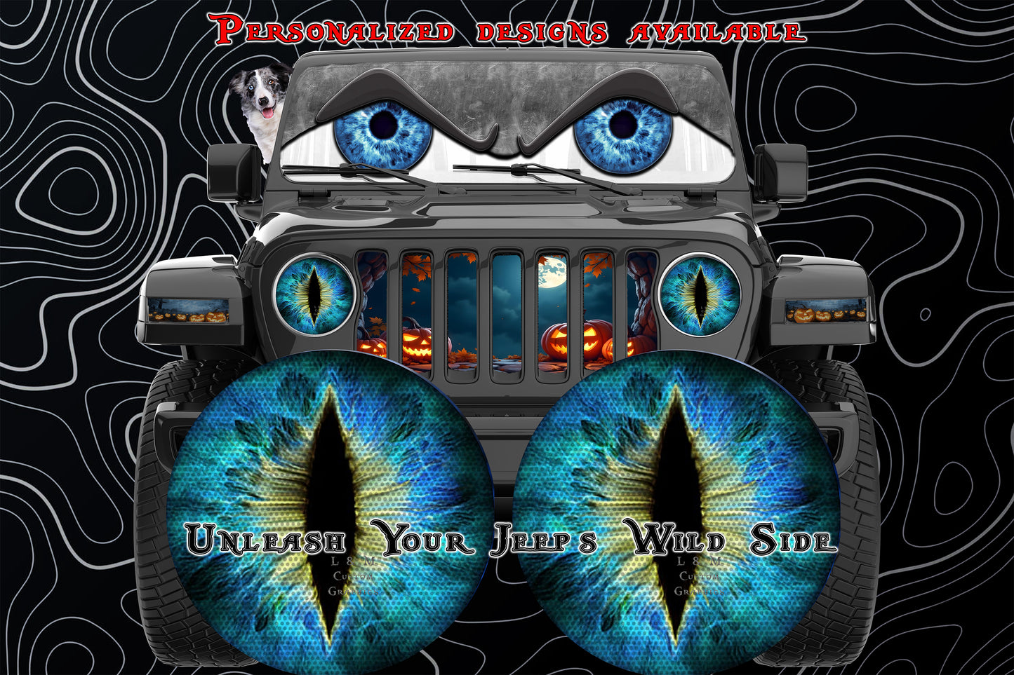 Blue and yellow cat eye decal