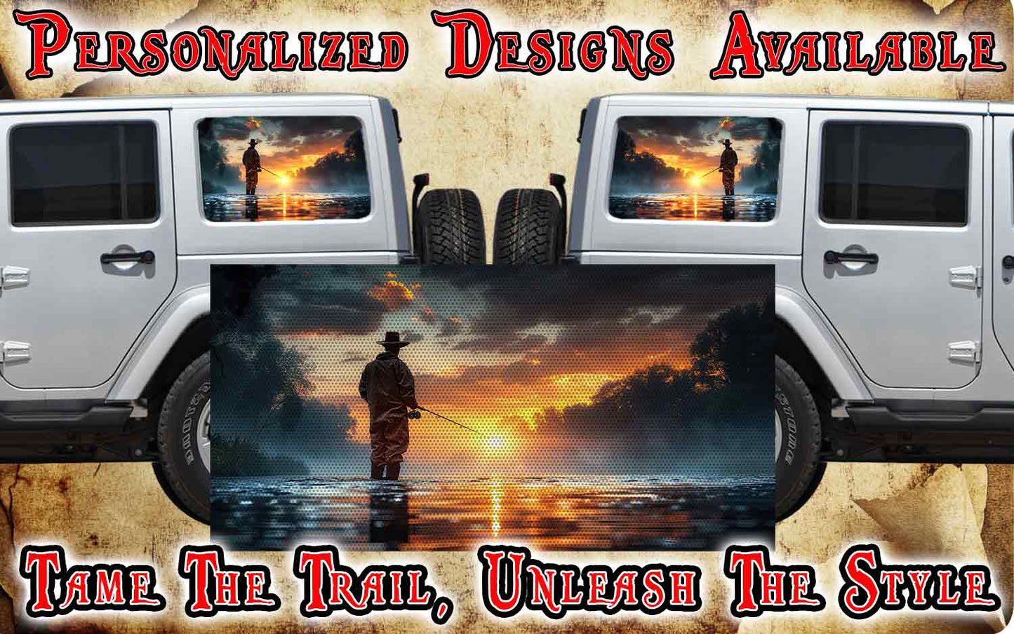 fishing Rear quarter window see through graphic.