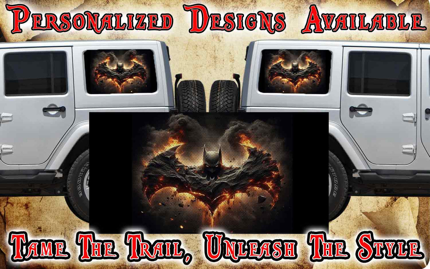 batman Rear quarter window see through graphic.