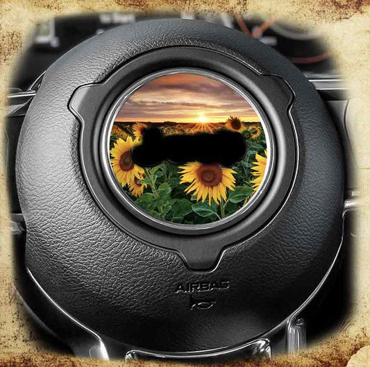 Steering wheel decal Sunflower field decal
