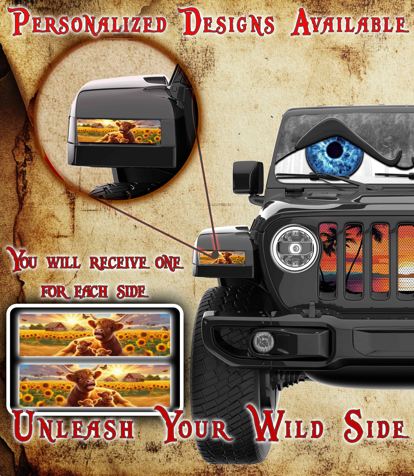 Highland cow and babies Marker light for a Jl or JT 4