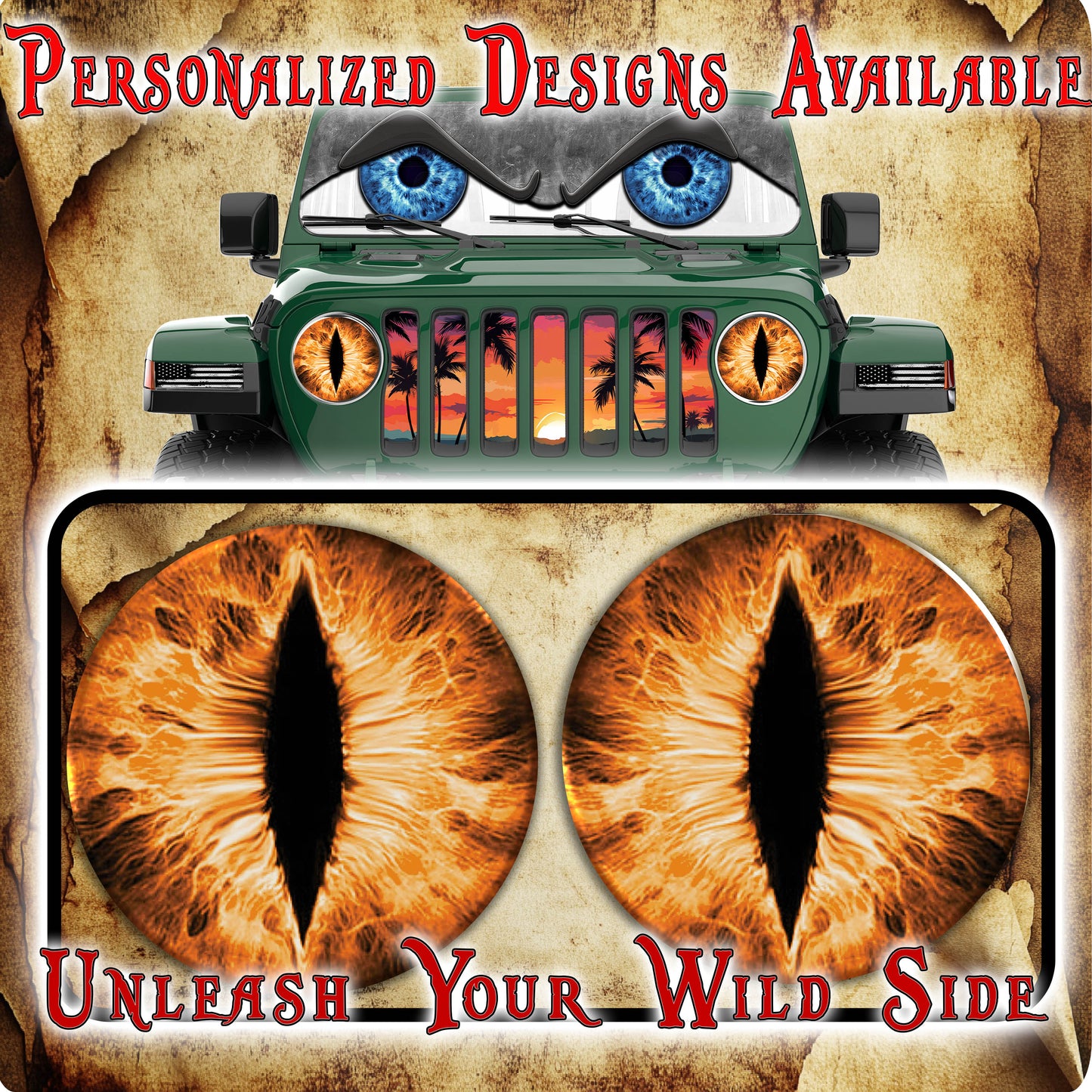 Orange round cat eyes decals 4