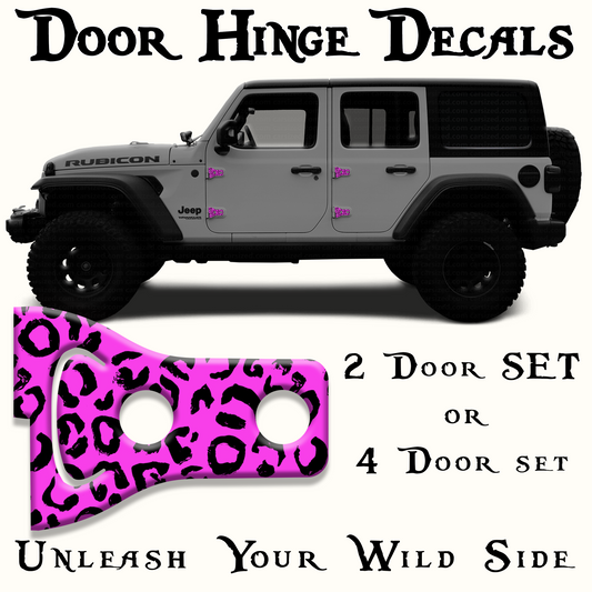 Black and pink lepord print Door hinge decals 54