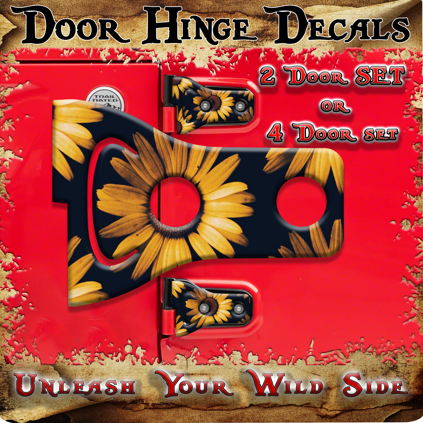 Sunflower print Door hinge decals 52