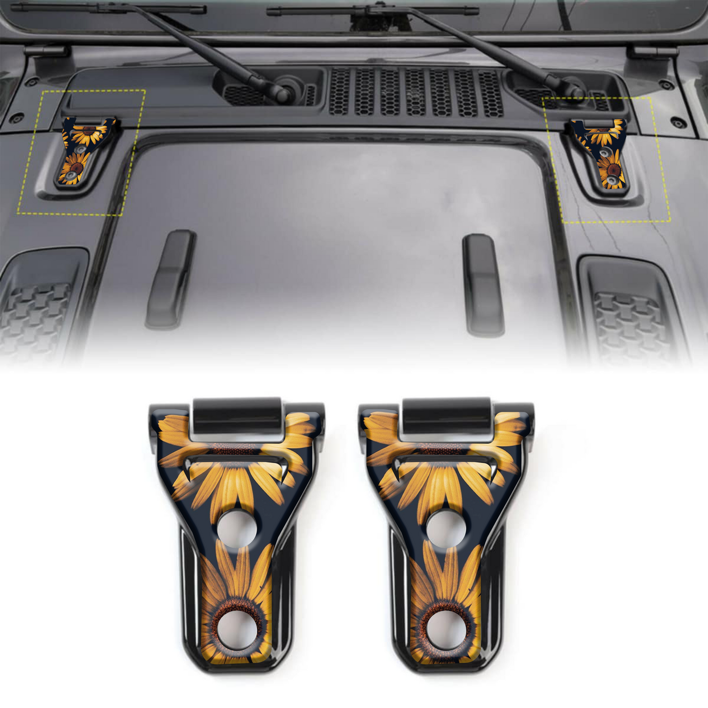 sunflower print hood hinge overlay decals 52