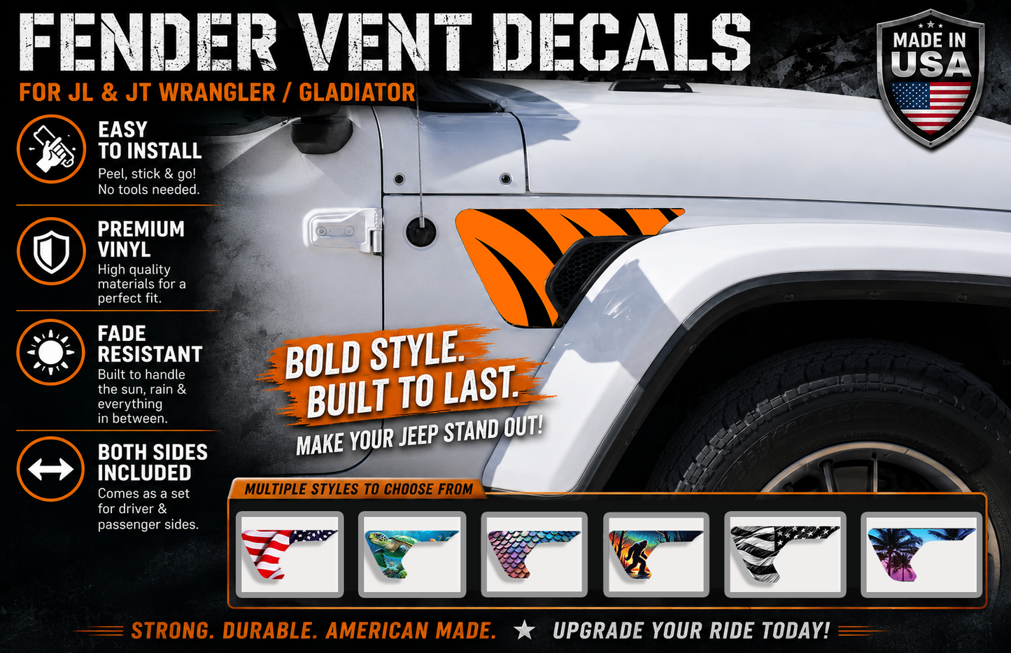 Tiger strips fender vent for the JL or JT 2018 or newer 53