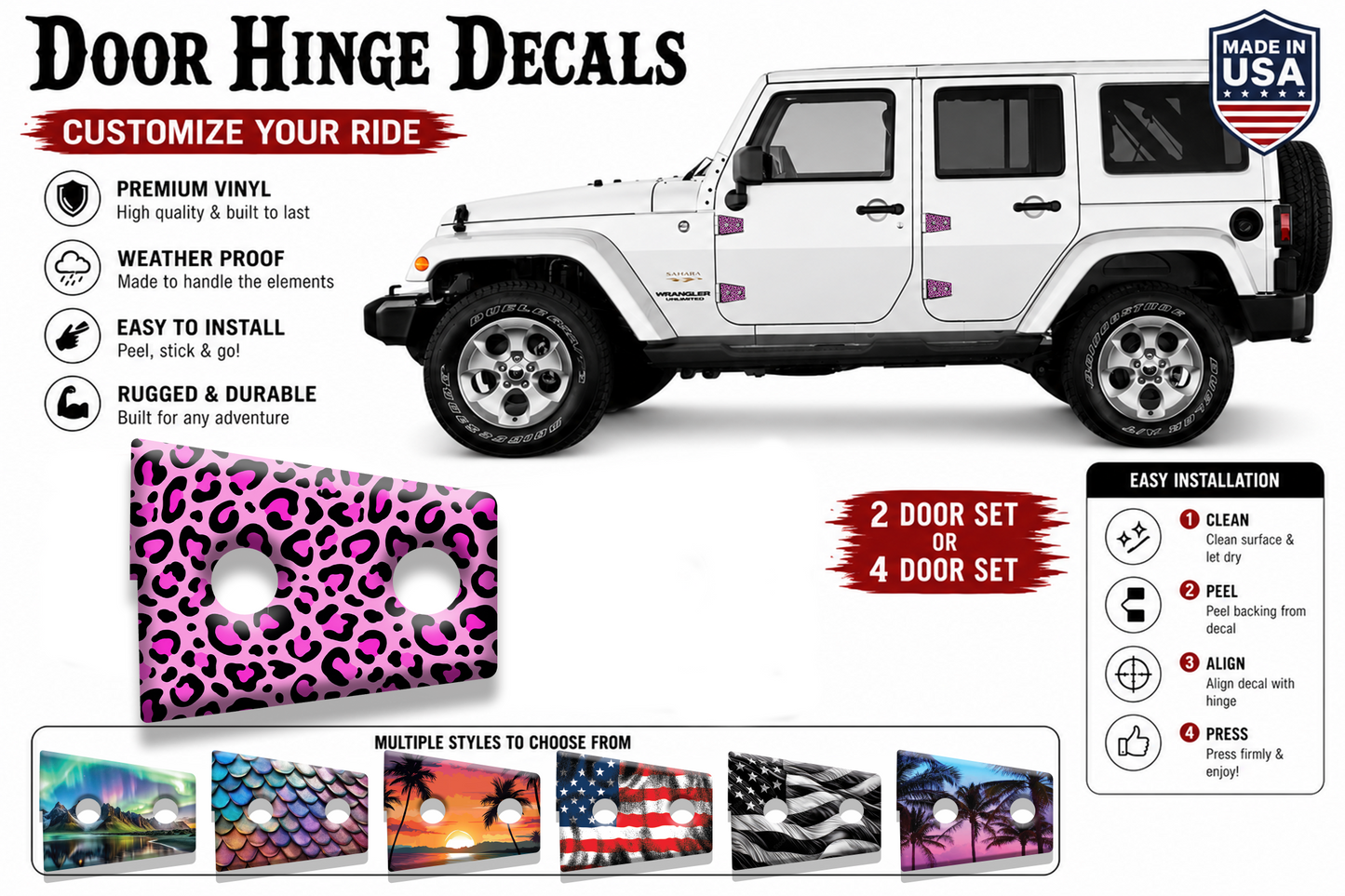 Leopard print Door hinge decals 54