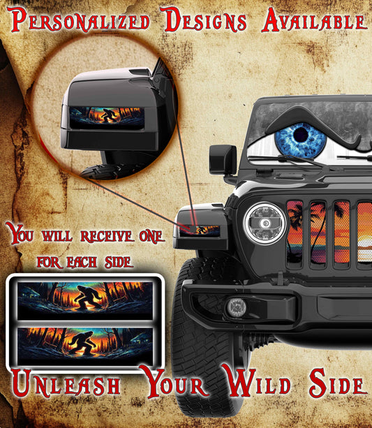 Bigfoot in the woods Jl and Gladiator Turn signal decal. 54