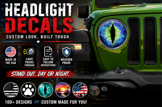 Blue green round headlight decals 54