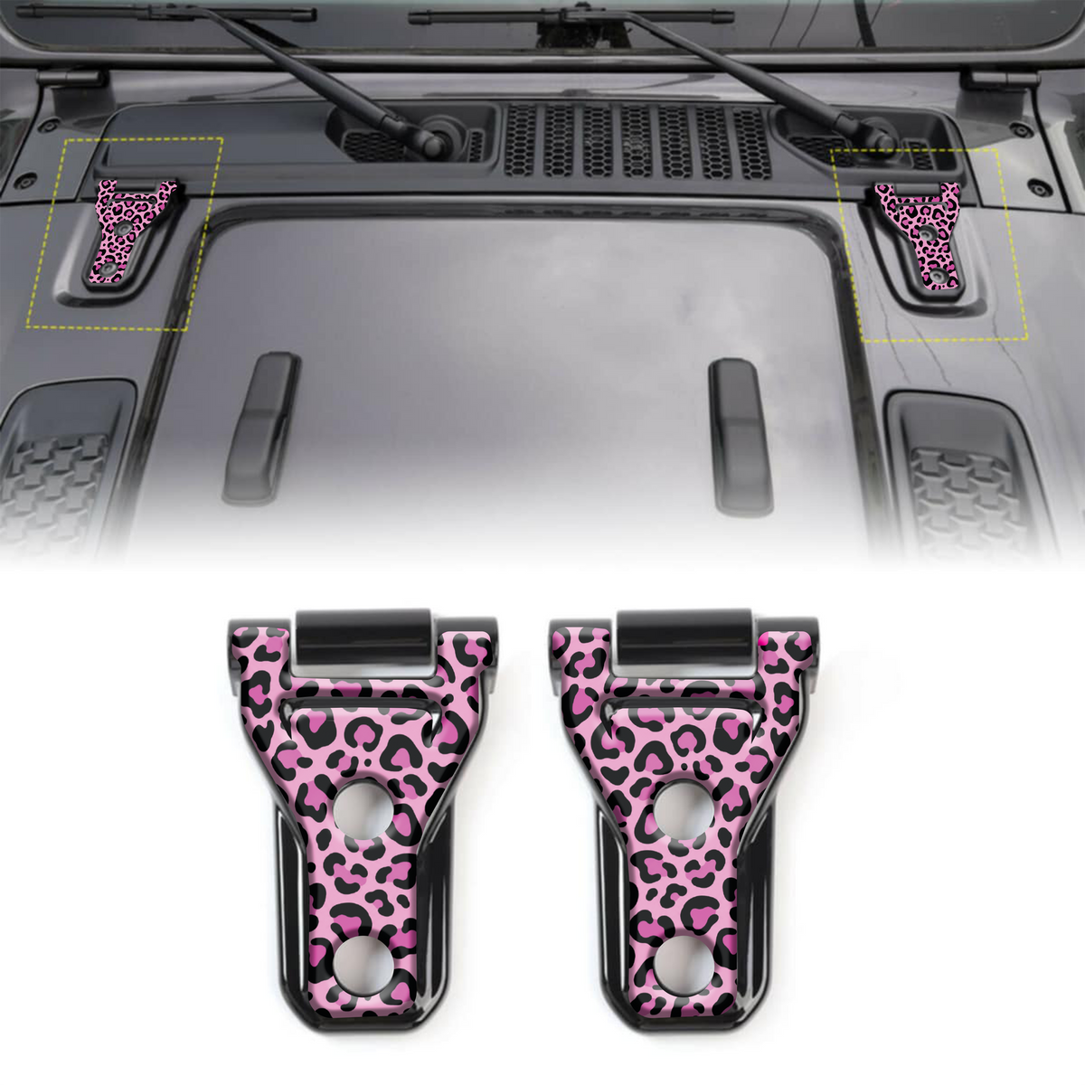 Pink Leopard print hood hinge decals 54