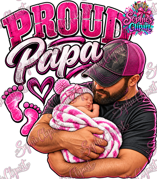 Proud Papa Newborn Baby Boy – PNG Digital Download