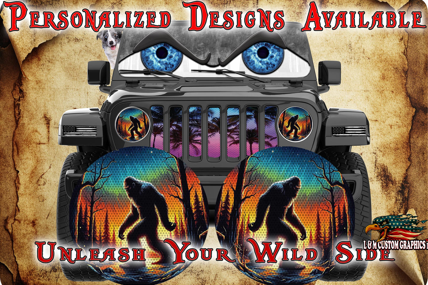 Bigfoot cabin for a round beast headlight decal 57