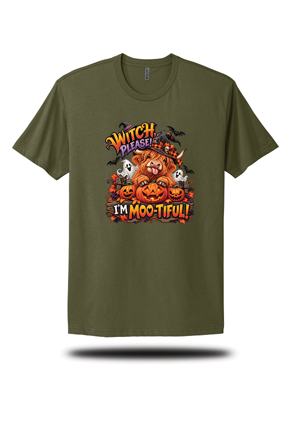 Witch, Please! I'm Moo-Tiful Highland Cow Halloween T-Shirt