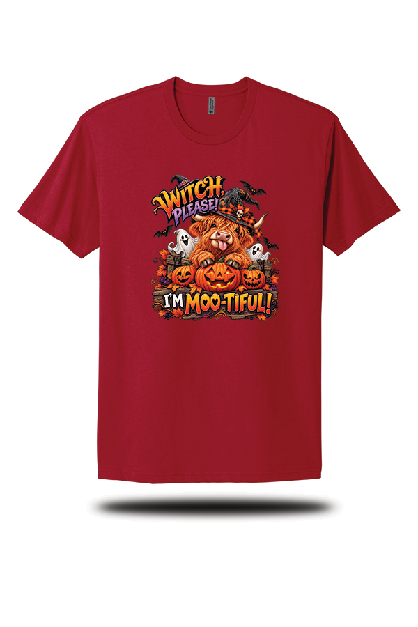 Witch, Please! I'm Moo-Tiful Highland Cow Halloween T-Shirt