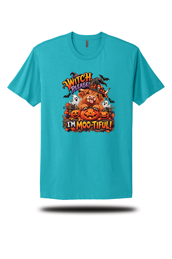Witch, Please! I'm Moo-Tiful Highland Cow Halloween T-Shirt