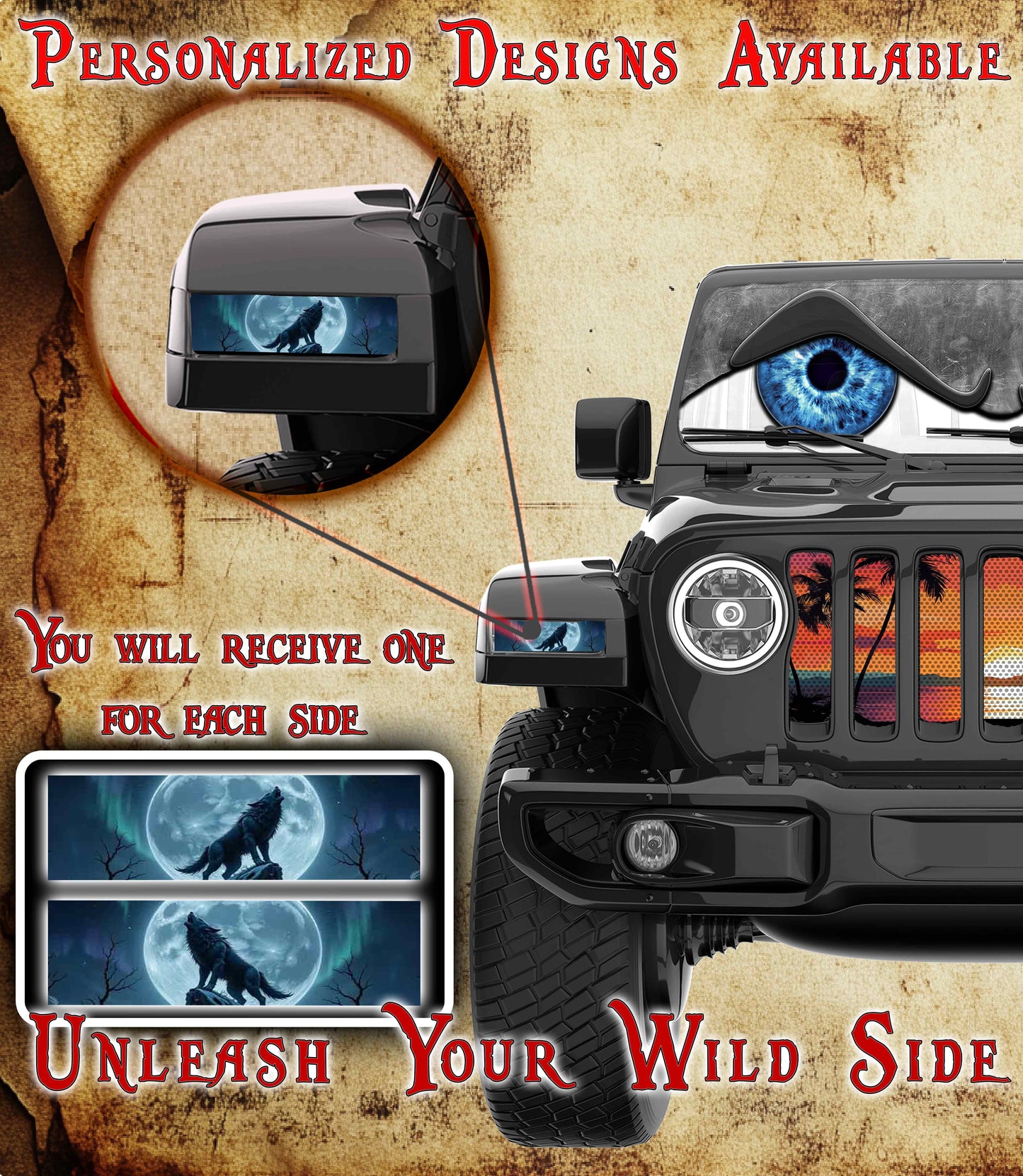 Wolf moon Jl and Gladiator Turn signal decal. 59
