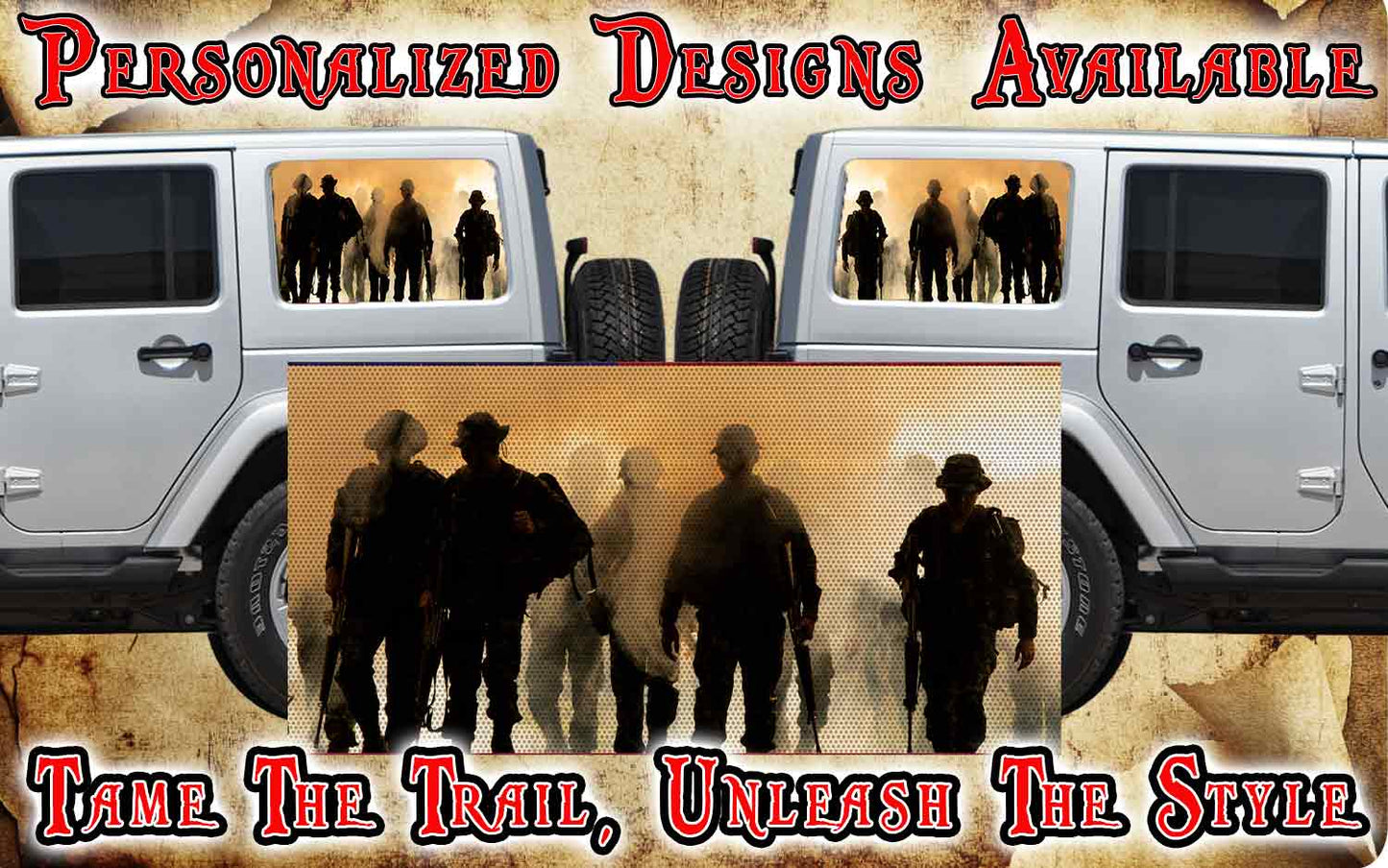 Rear quarter window see through graphic.