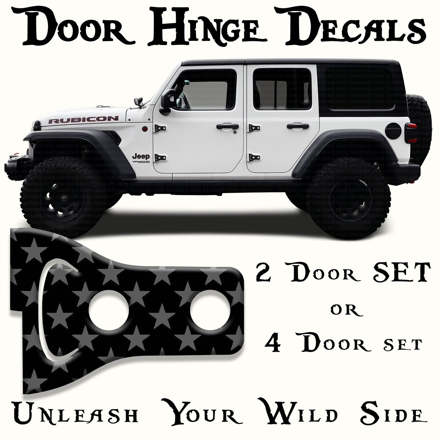 Black and gray star print Door hinge decals 61
