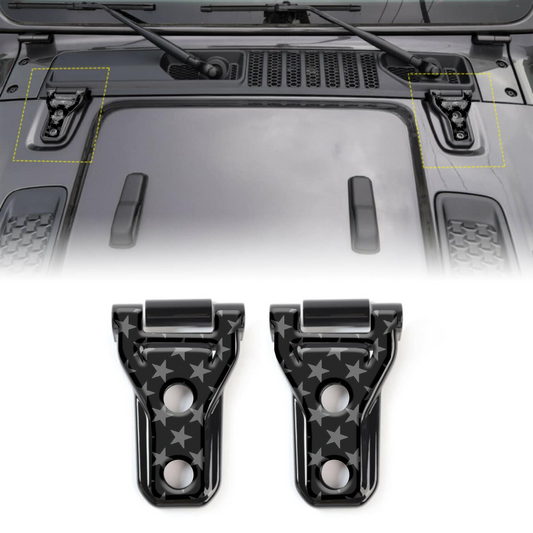 Black and gray stars hood hinge overlay decals 61