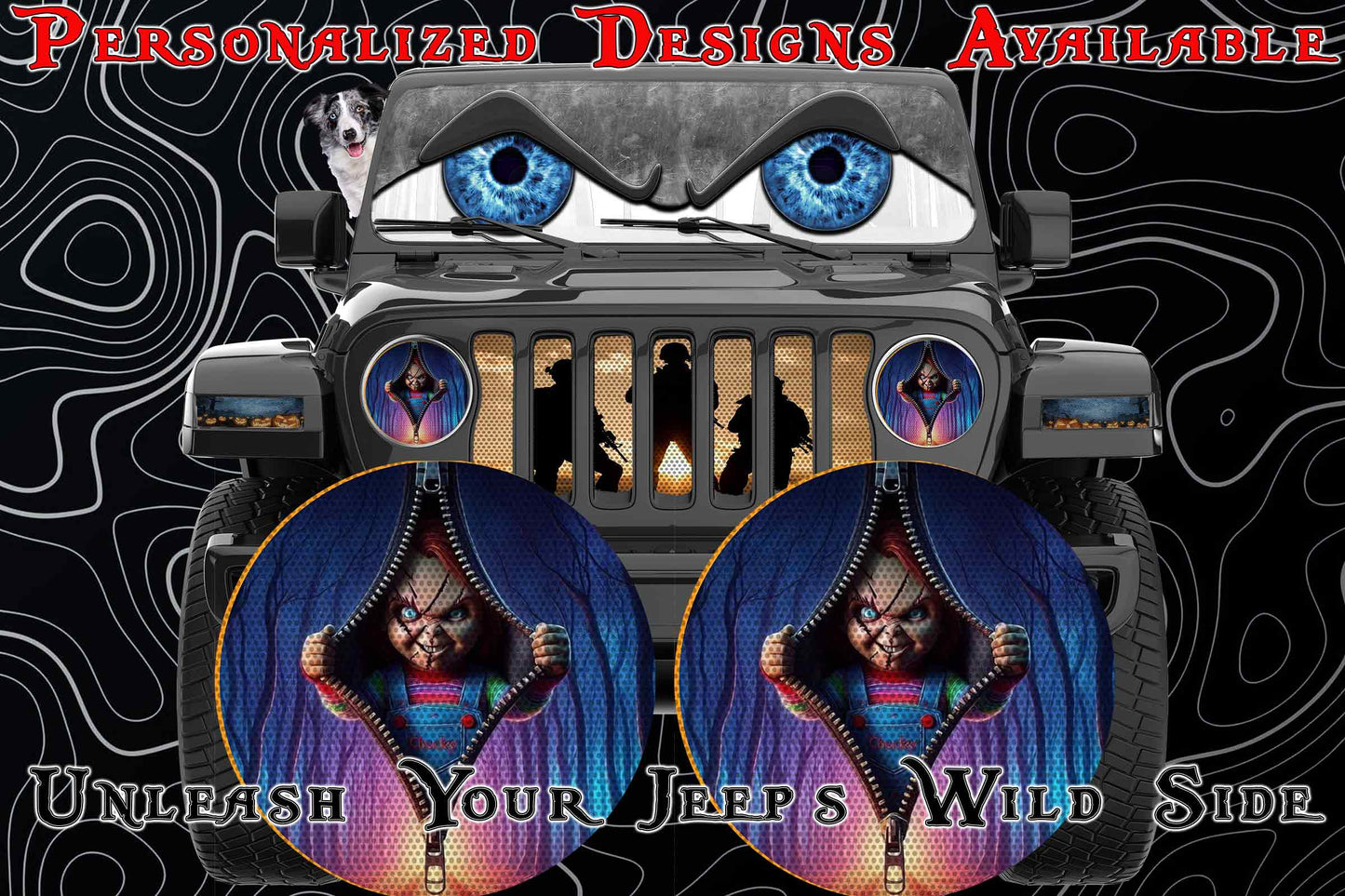 Chucky opens the curtain for a round beast headlight decal