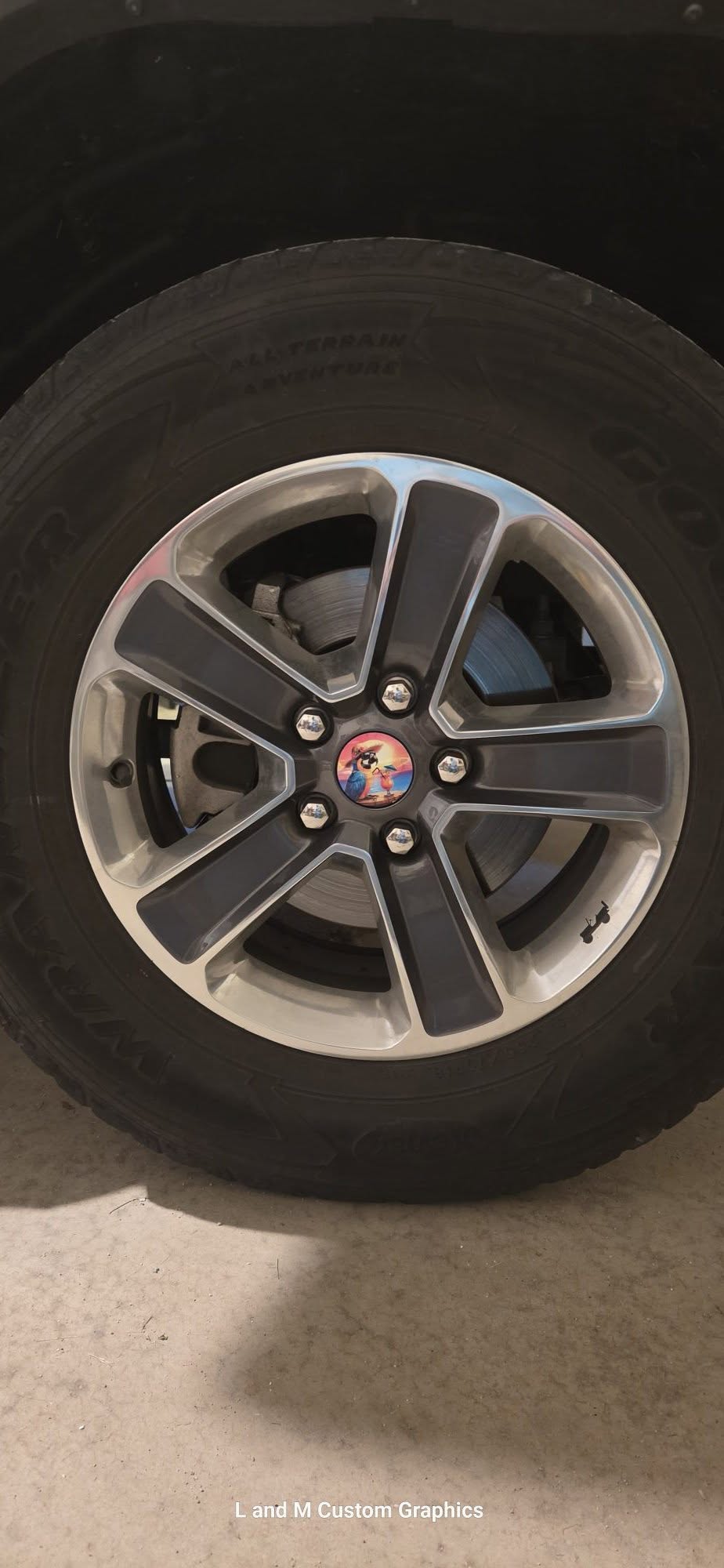 Blue wolf design Hub cap decal 15
