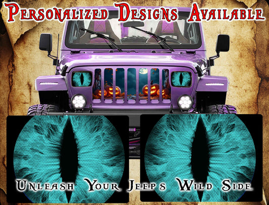 Teal Eye decals for YJ or 5x7 headlights