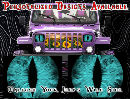 Teal Eye decals for YJ or 5x7 headlights