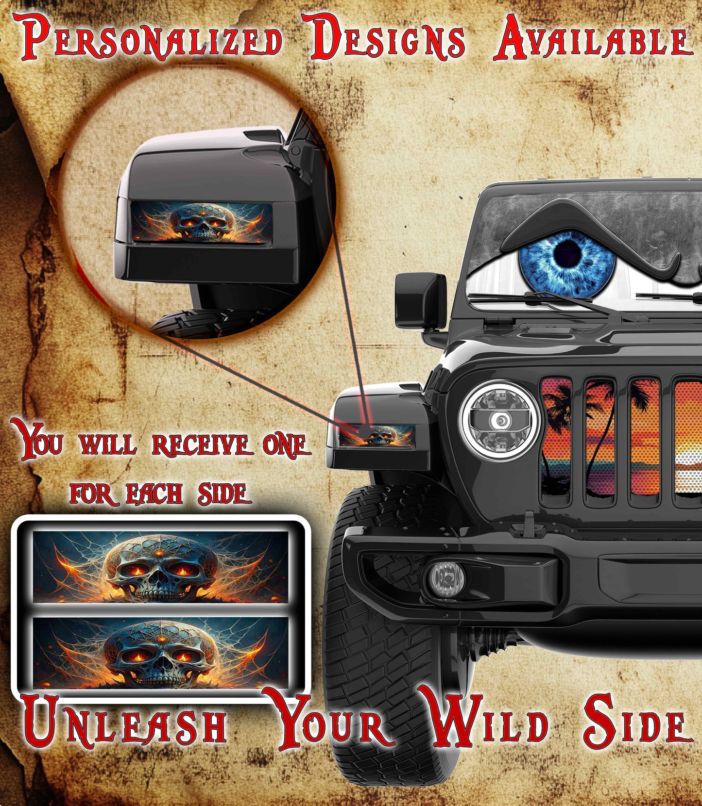 Skull Jl and Gladiator Turn signal decal 71