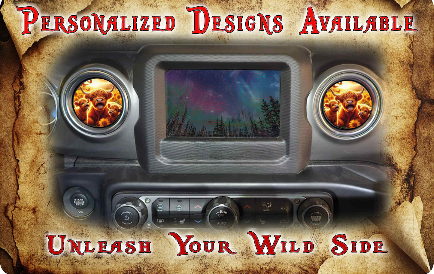 Steering wheel decal baby highland cow