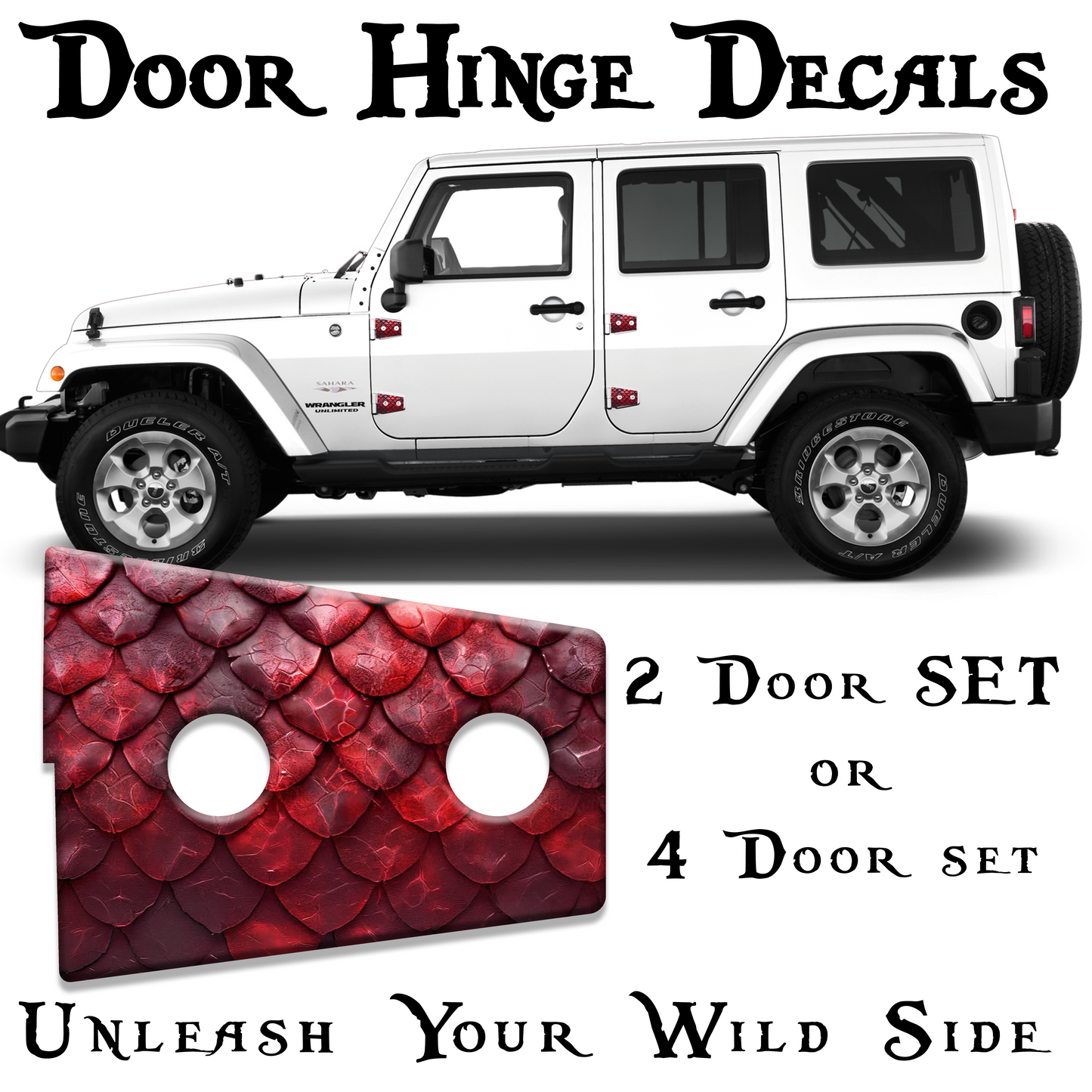Red dragon scales Door hinge decals 77