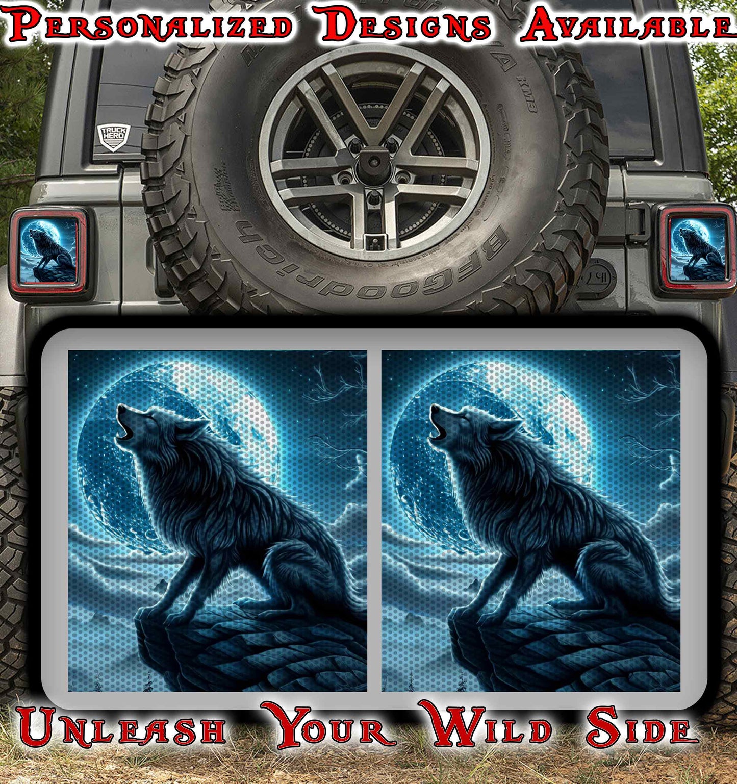 Blue moon wolf Taillight cover decal 78