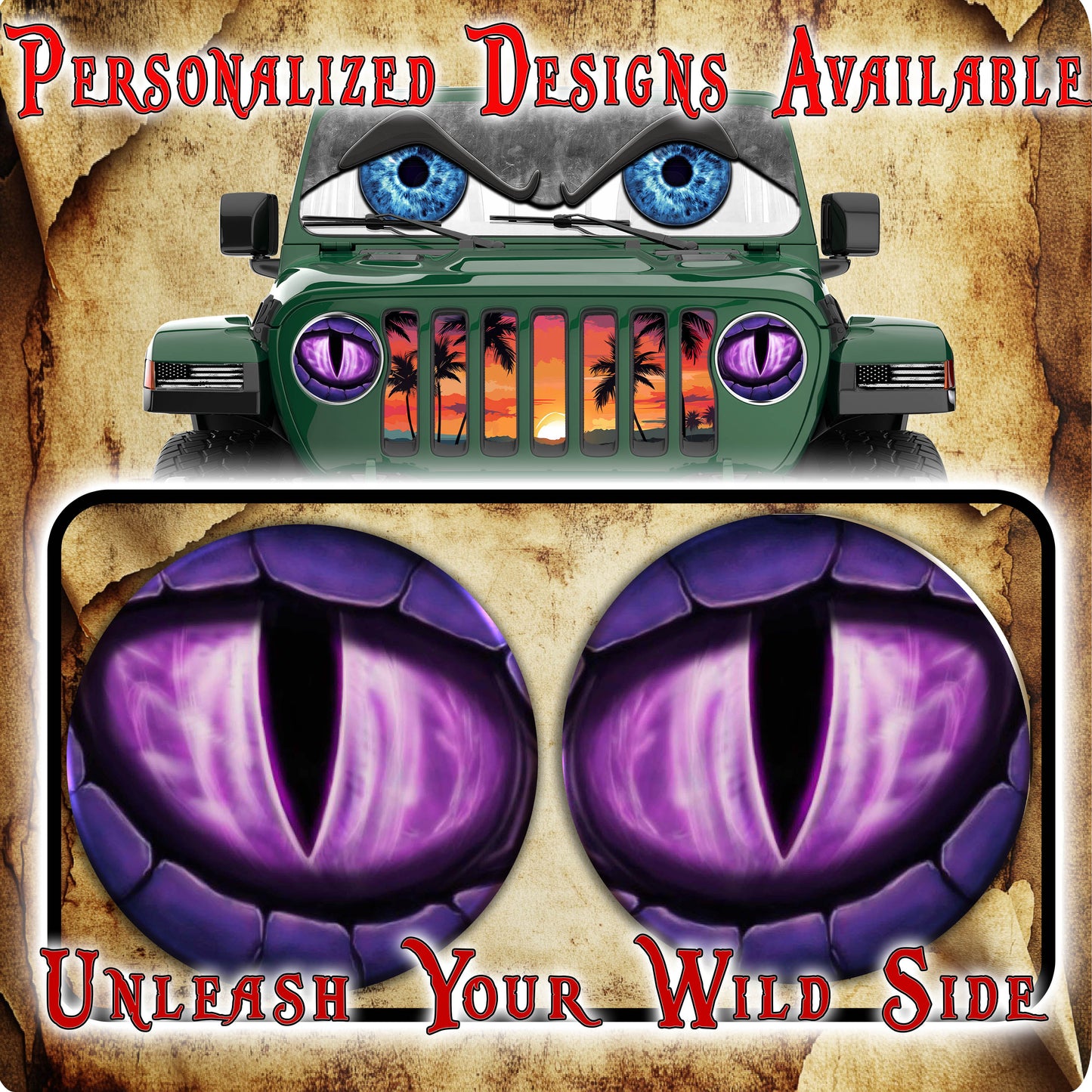 Purple dragon for a round beast headlight decal 78