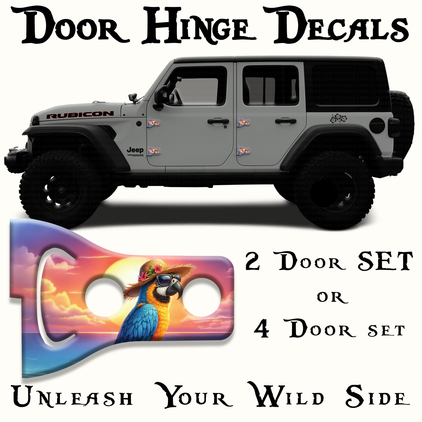 Parrot on the beach Door hinge decals 79