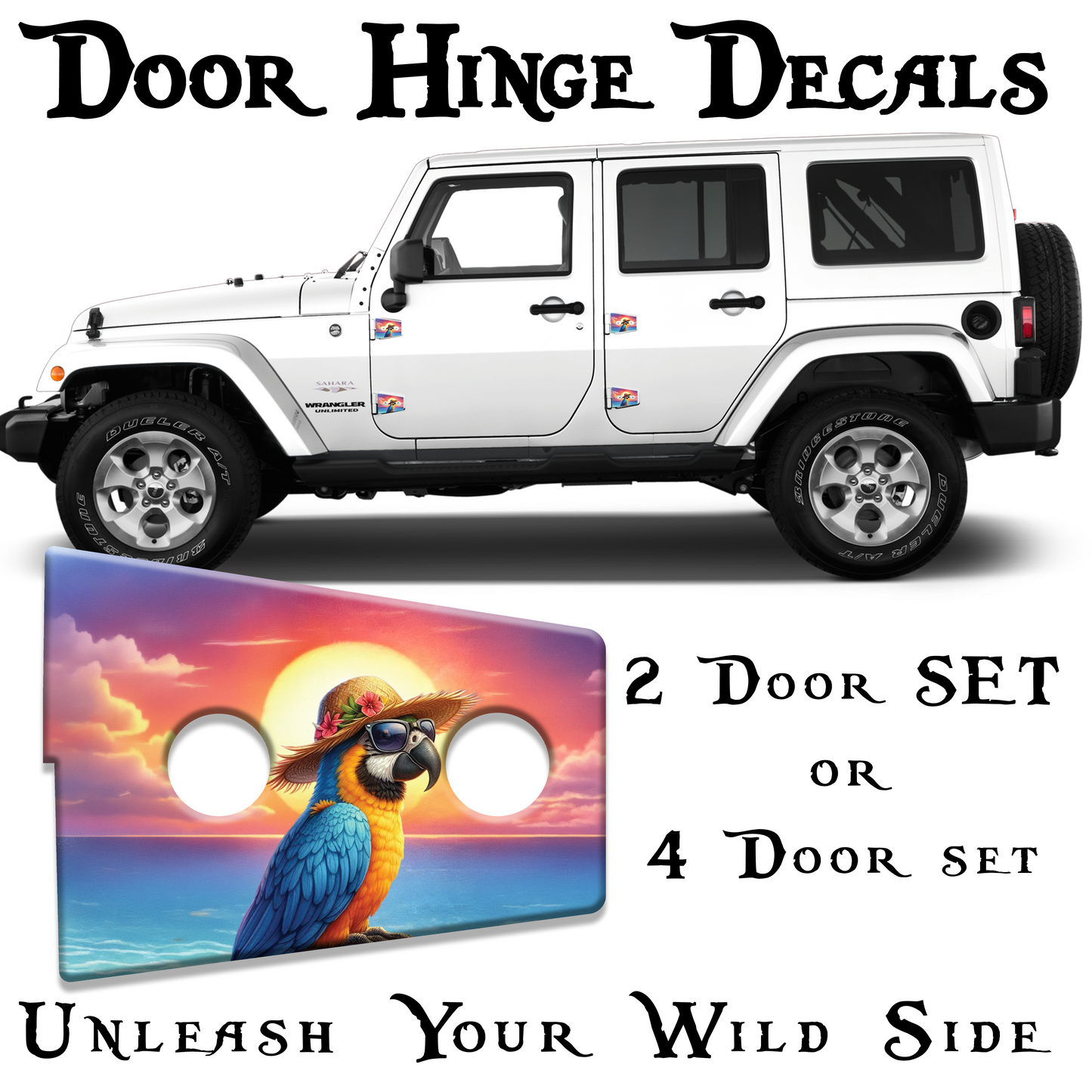 Parrot on the beach Door hinge decals 79