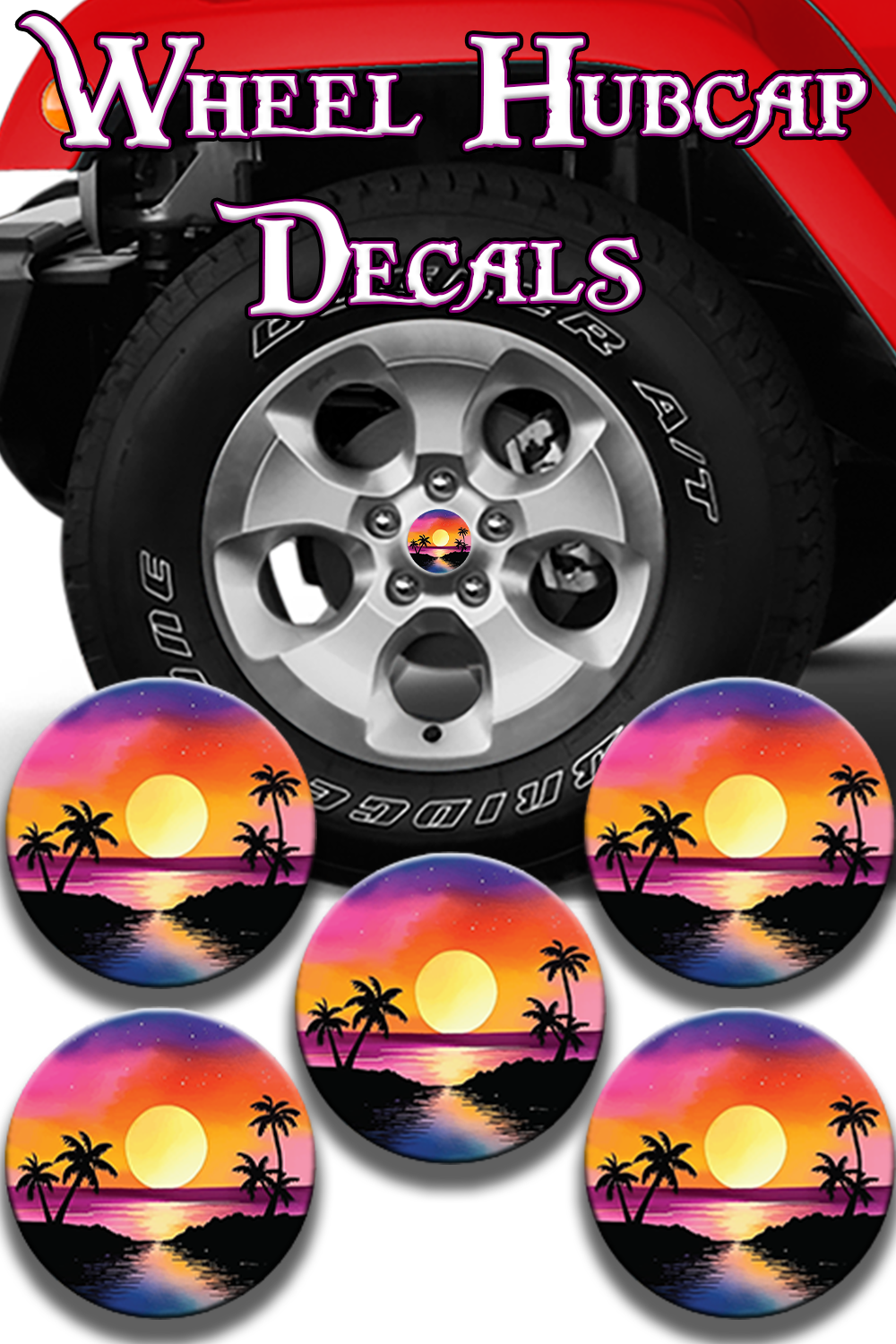 Sunset beach Hub cap decal 7