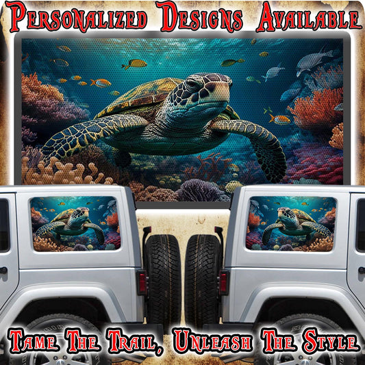 Sea Turtle Rear quarter window see through graphic.