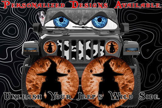 Witch orange moon for a round beast headlight decal