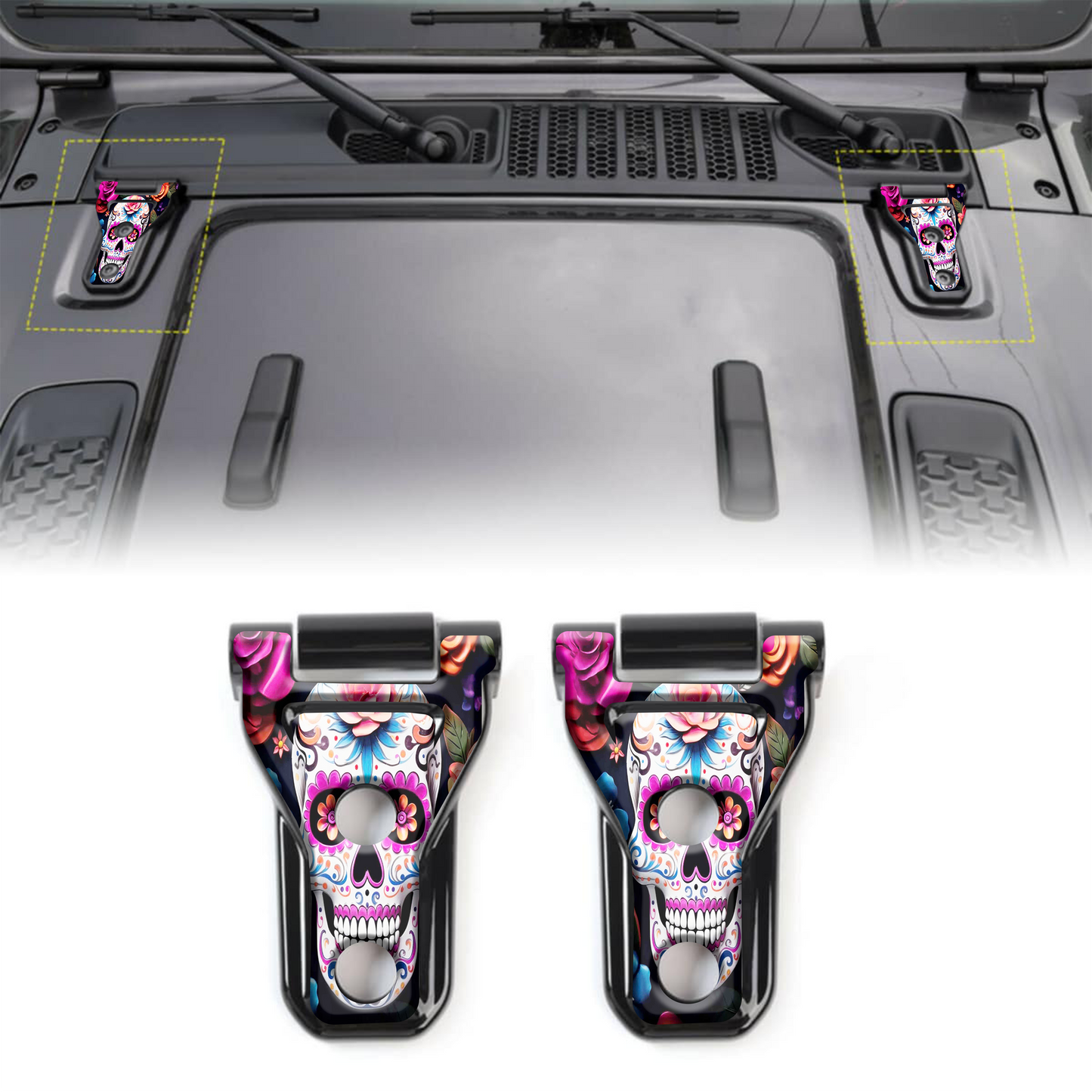 Sugar skull scales hood hinge overlay decals 83