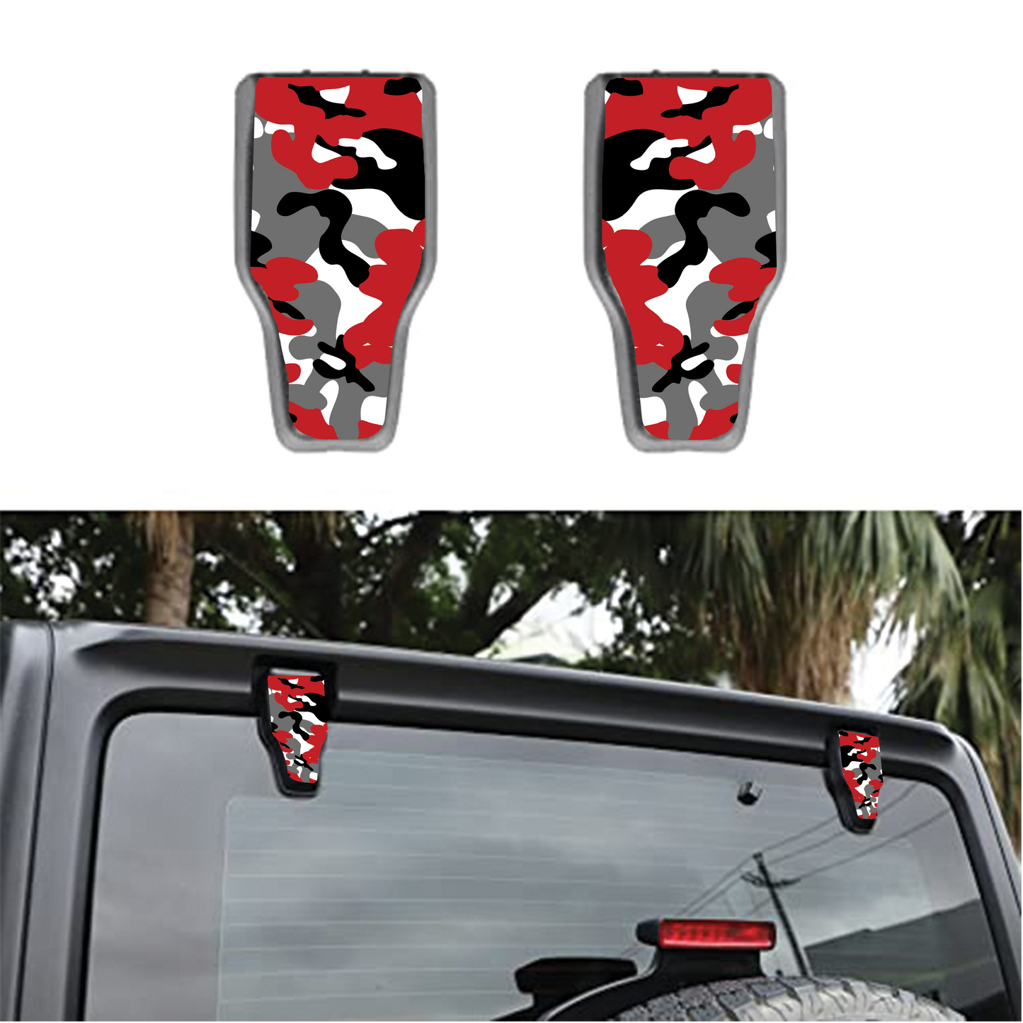 red camo scales Rear liftgate hinge overlay decal 84