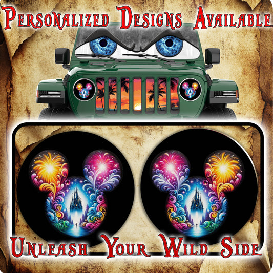 Mouse ears round headlight decals 84