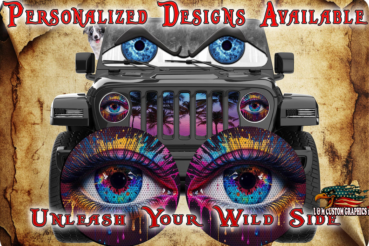 Real eye paint splash headlight decal 89