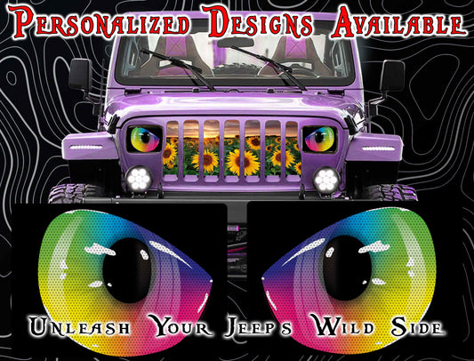 Rainbow cat Eye decals for YJ or 5x7 headlights