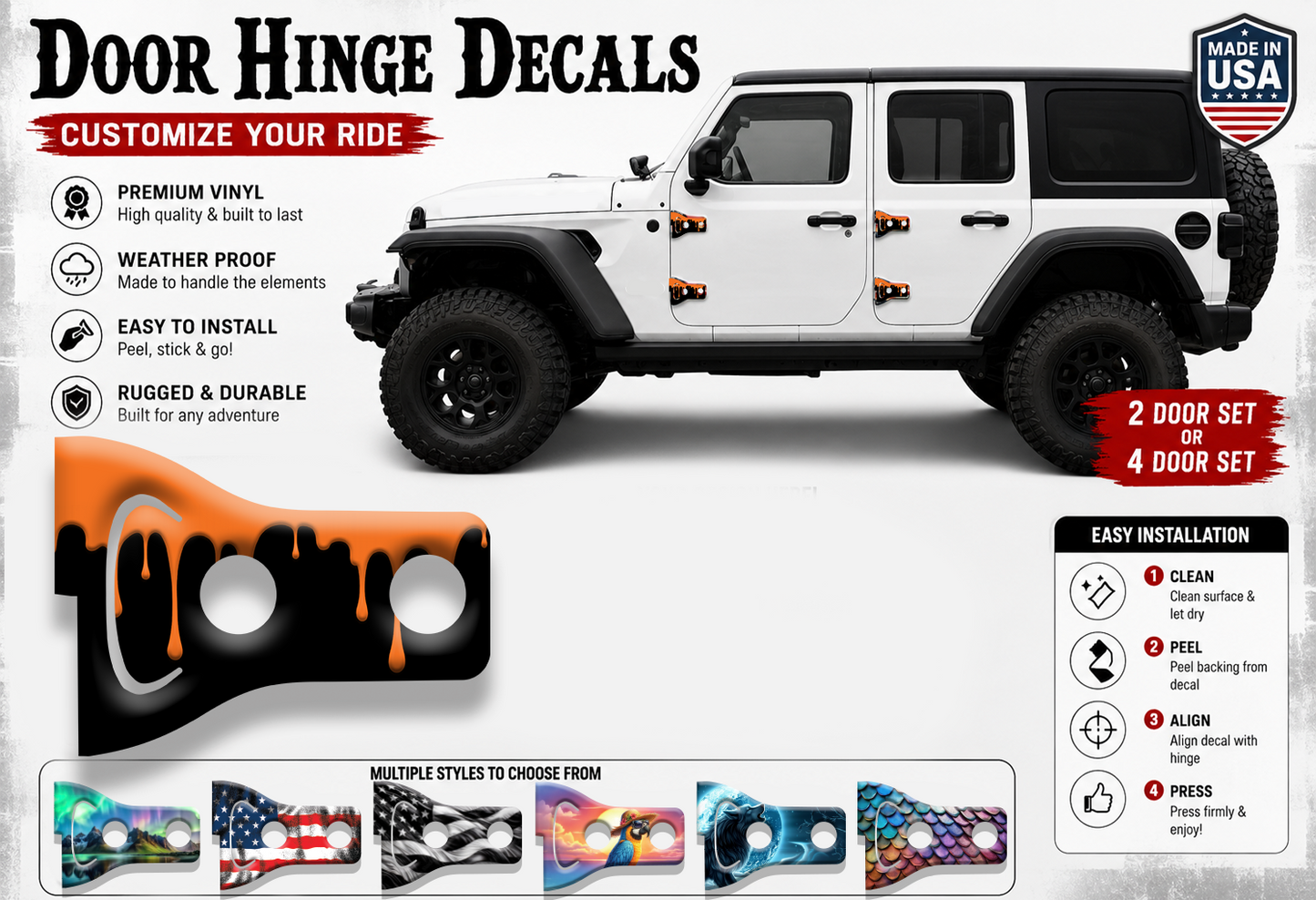 Dripping Paint print Door hinge decals 92