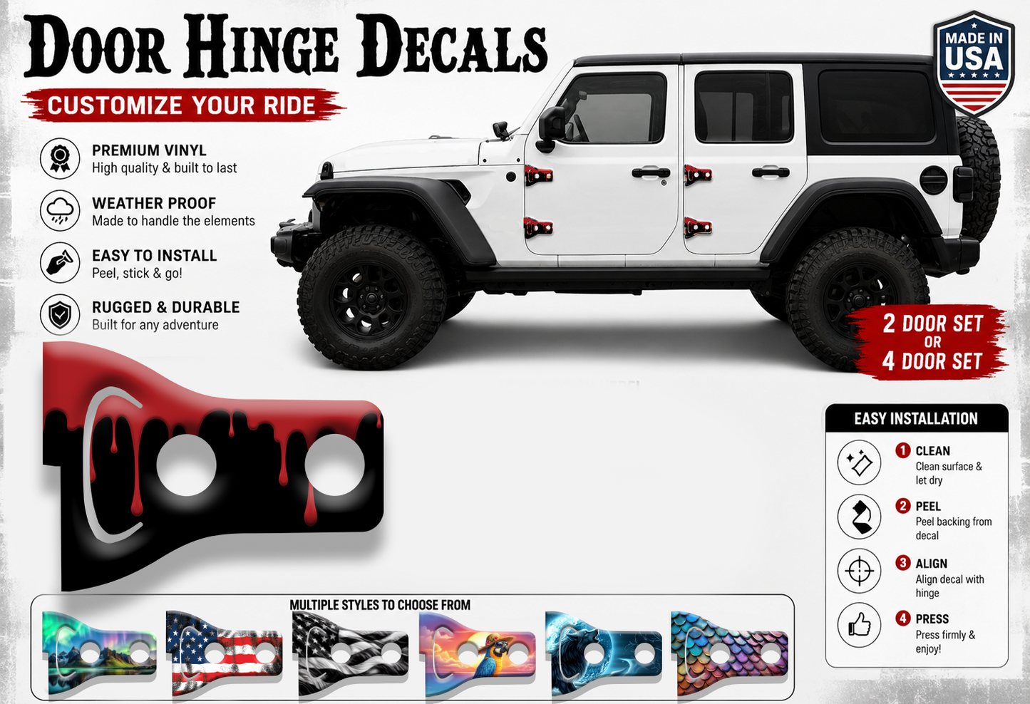 Dripping Paint print Door hinge decals 92