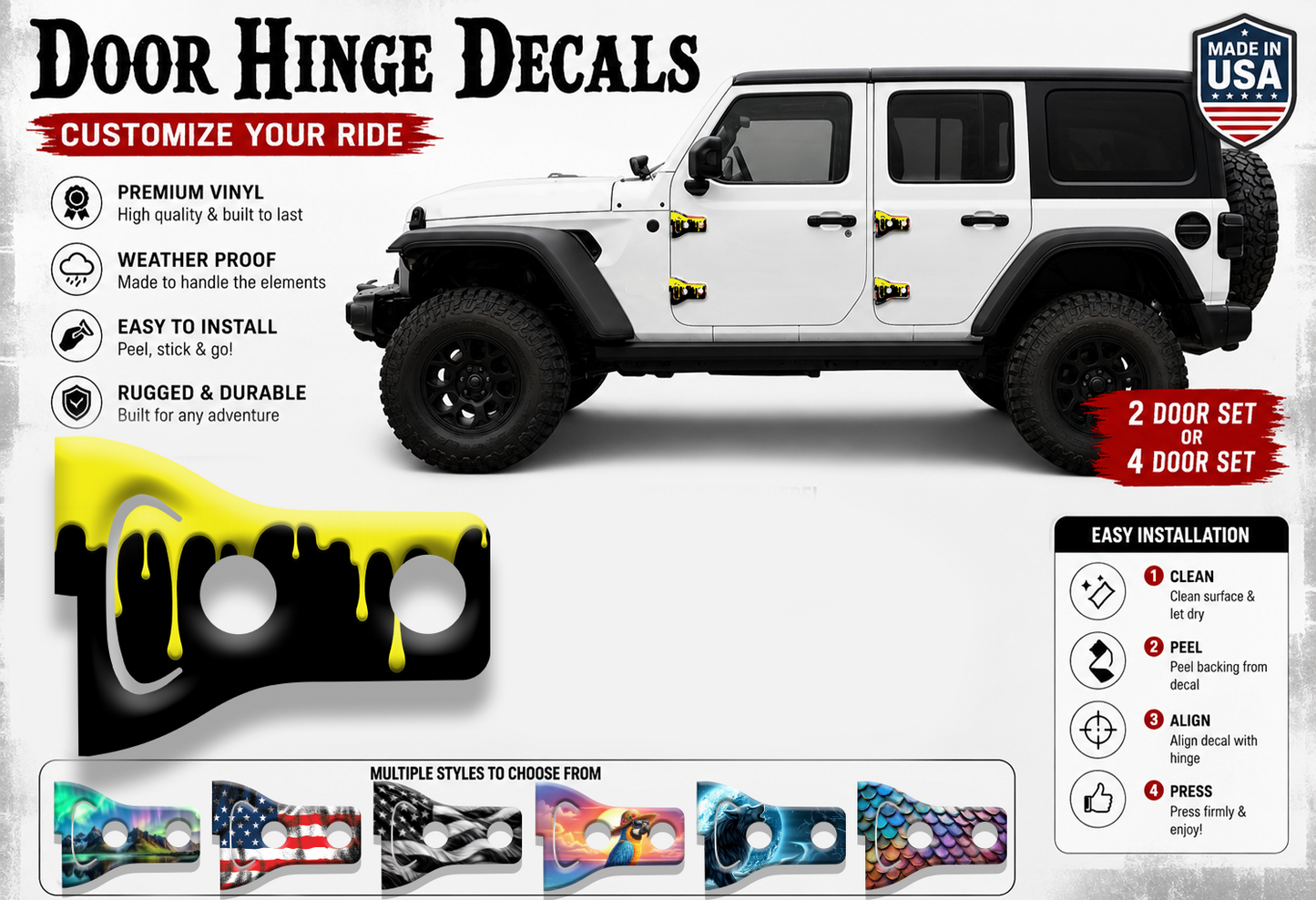 Dripping Paint print Door hinge decals 92